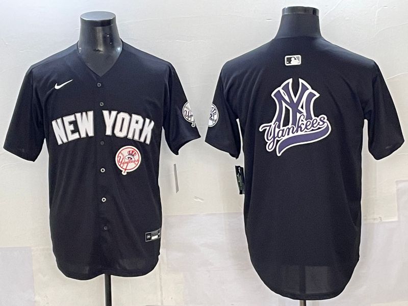 Men 2025 New York Yankees Blank Black Nike MLB Jersey style 0025->new york yankees->MLB Jersey